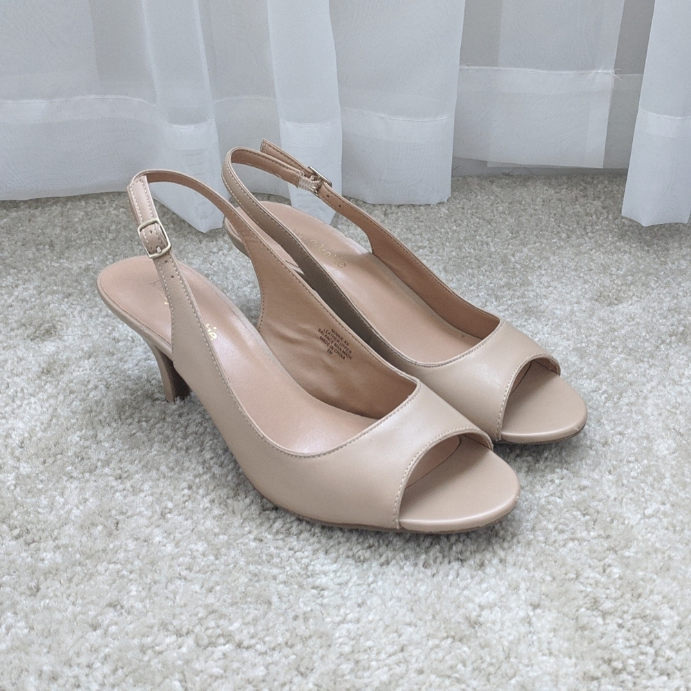 Kelly & Katie Leather Open Toe Heels 8 M